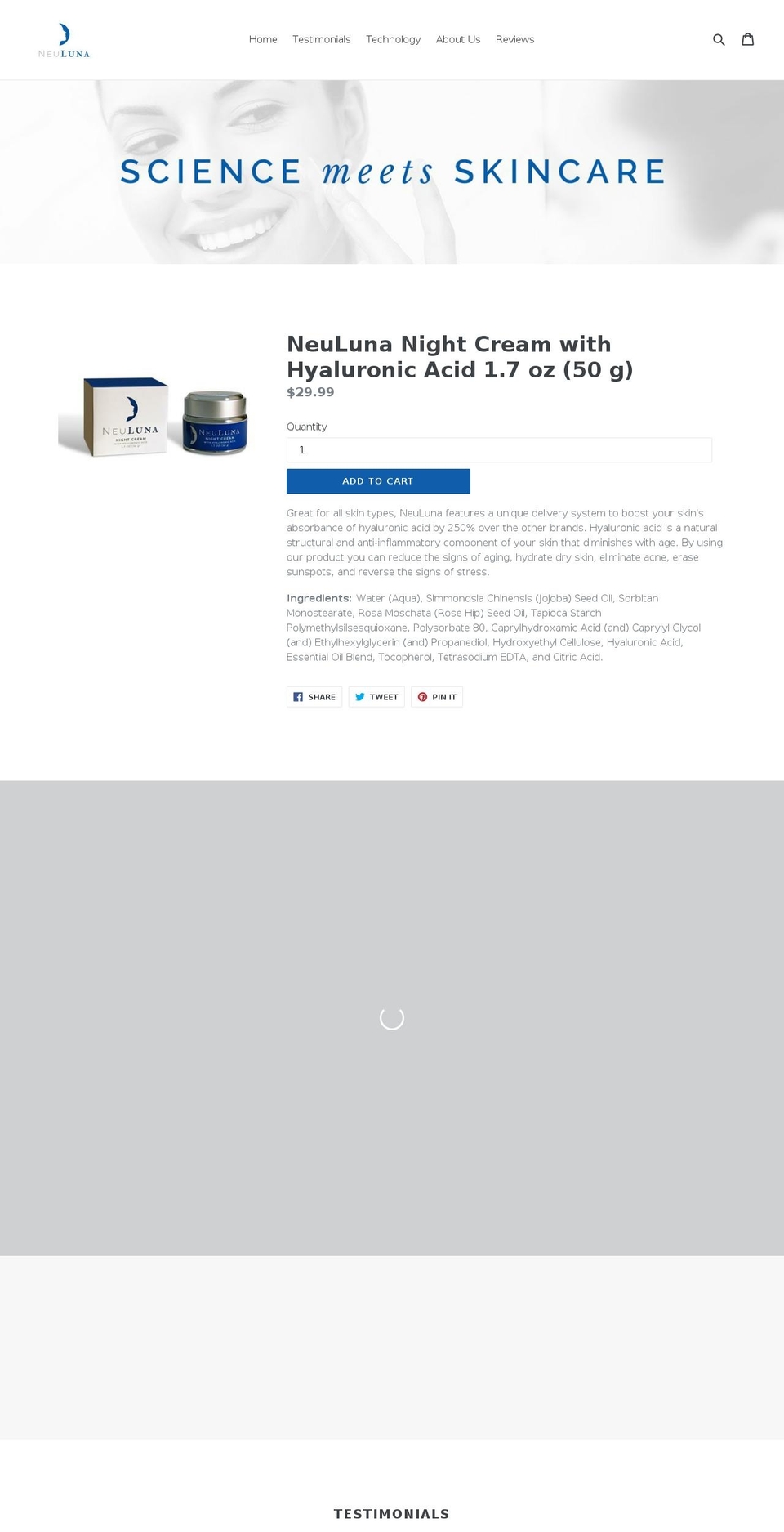 neuluna.com shopify website screenshot