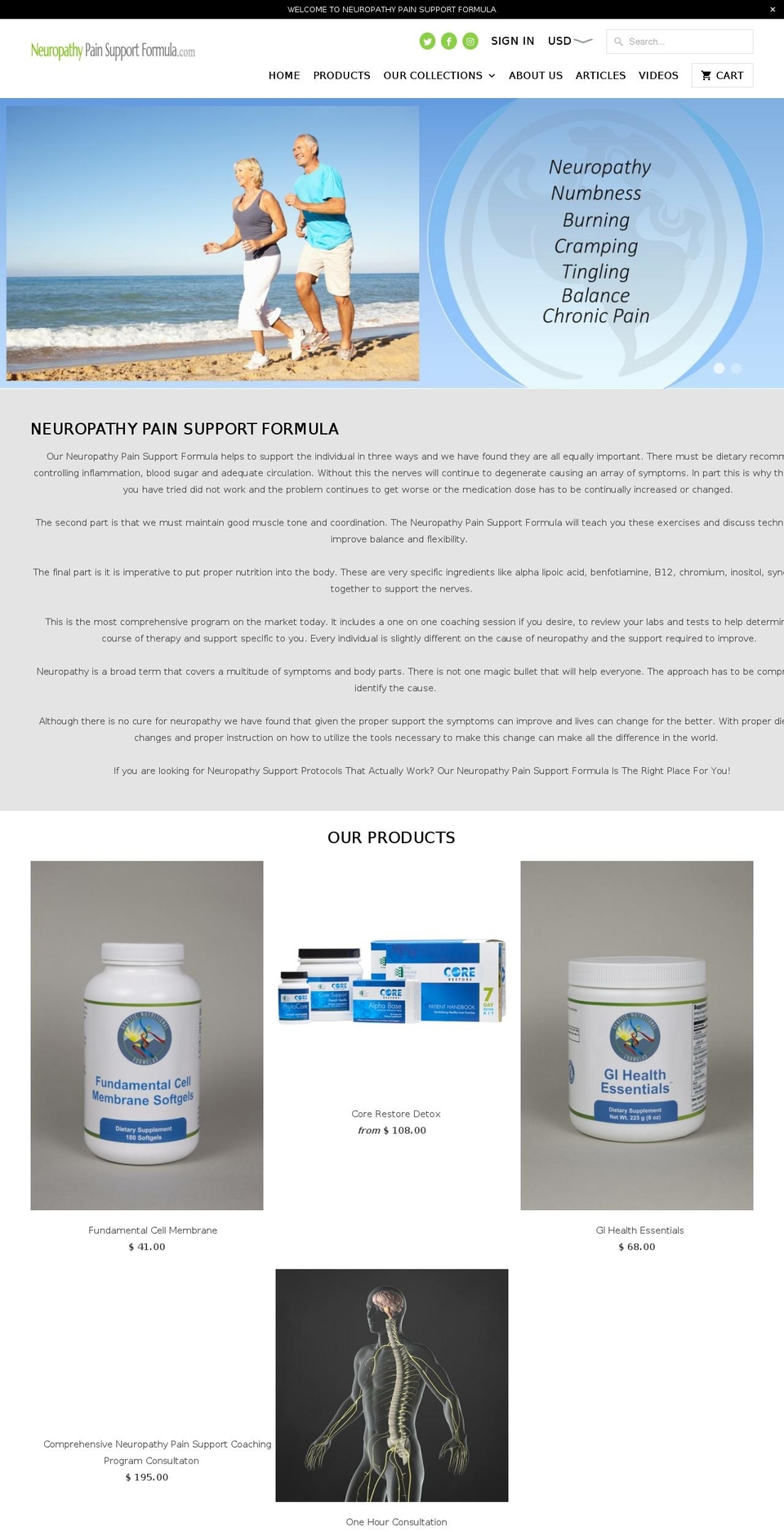 neuropathypainsupportformula.com — Shopify storefront screenshot