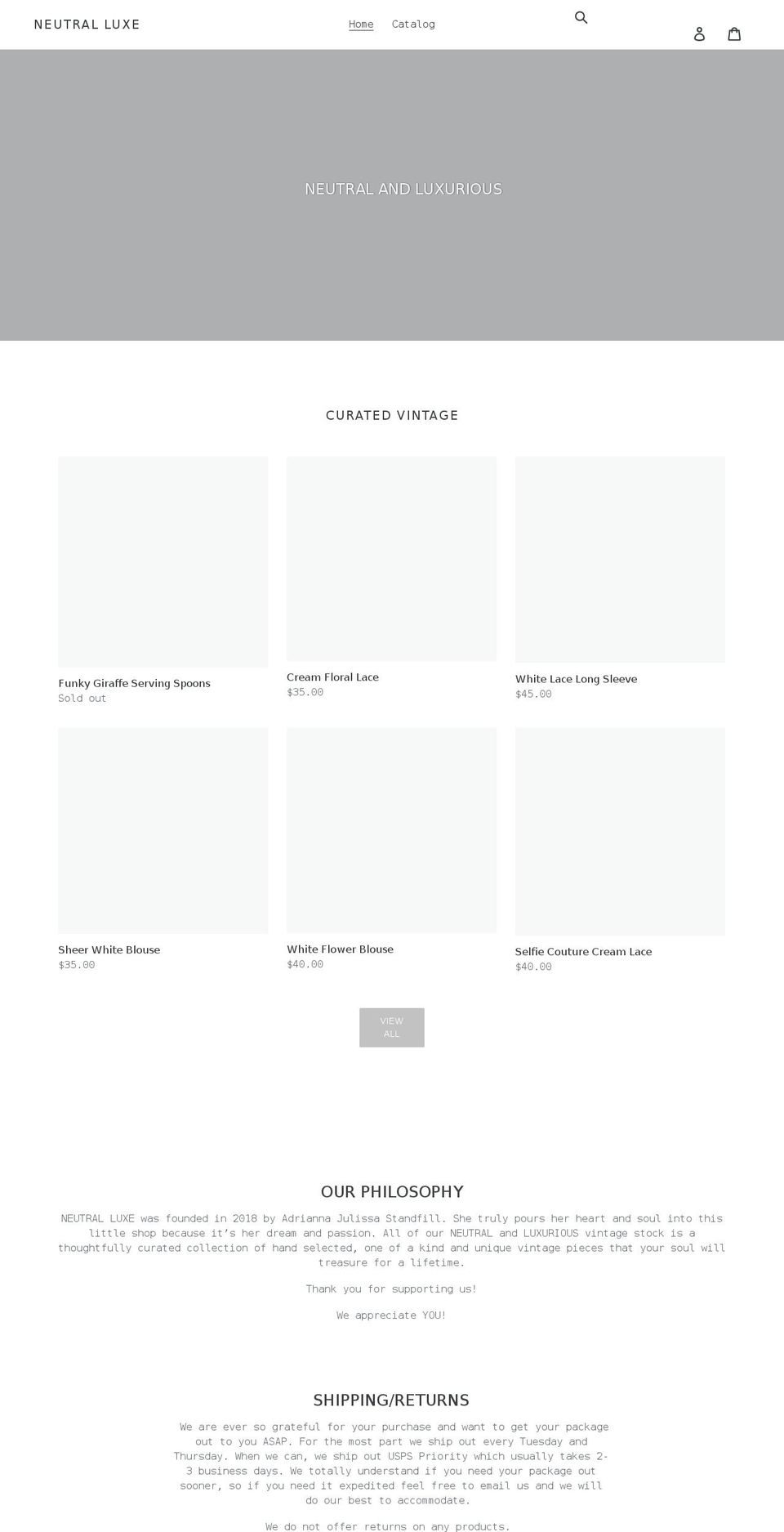 neutralluxe.com shopify website screenshot