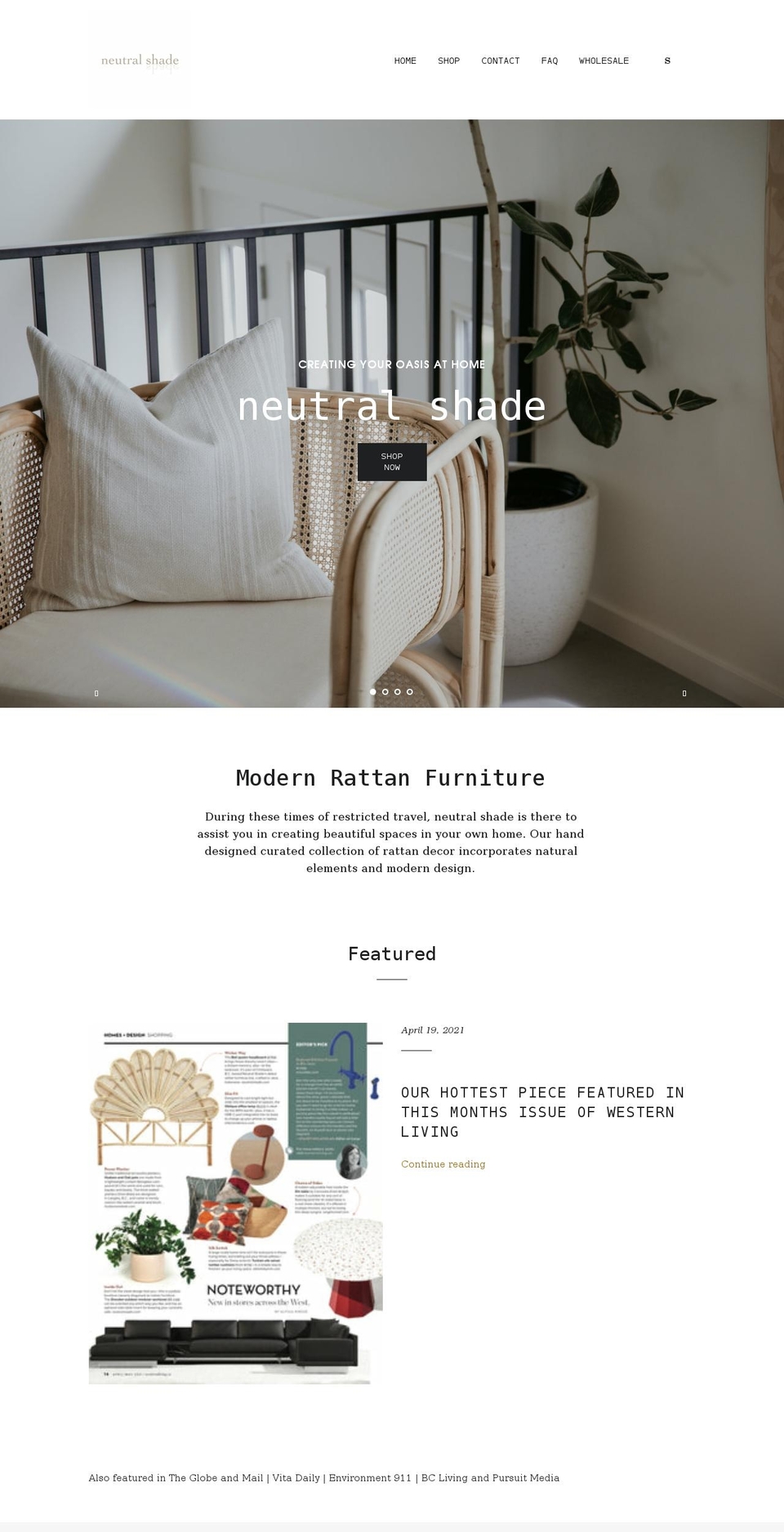 neutralshade.com shopify website screenshot