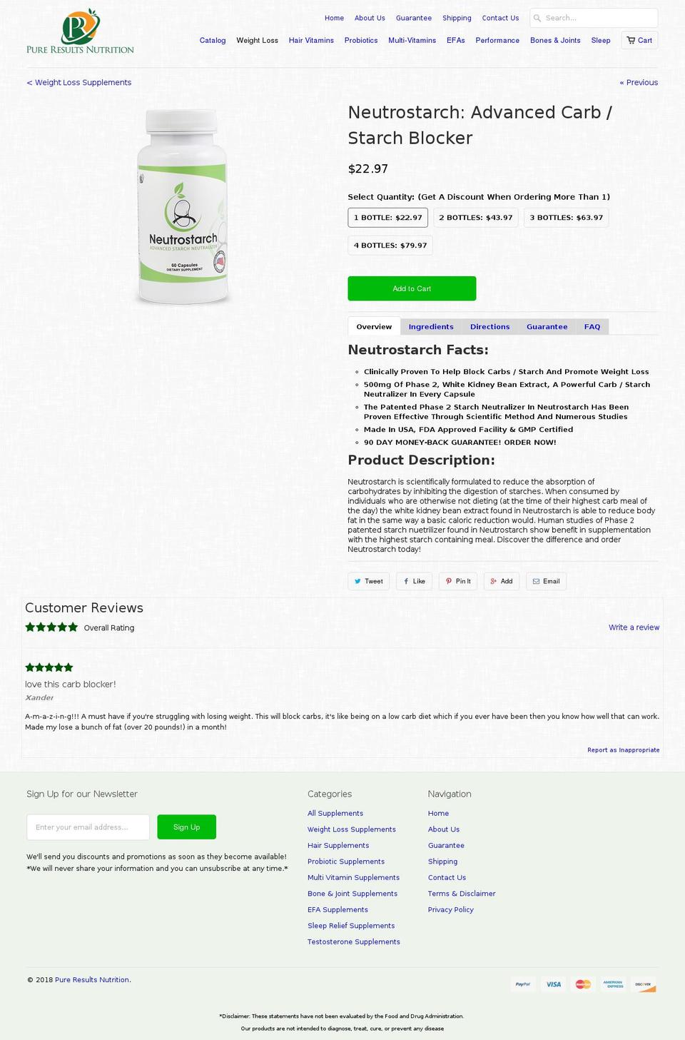 neutrostarch.com — Shopify storefront screenshot