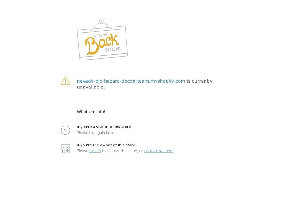 nevada-bio-hazard-decon-team.myshopify.com shopify website screenshot