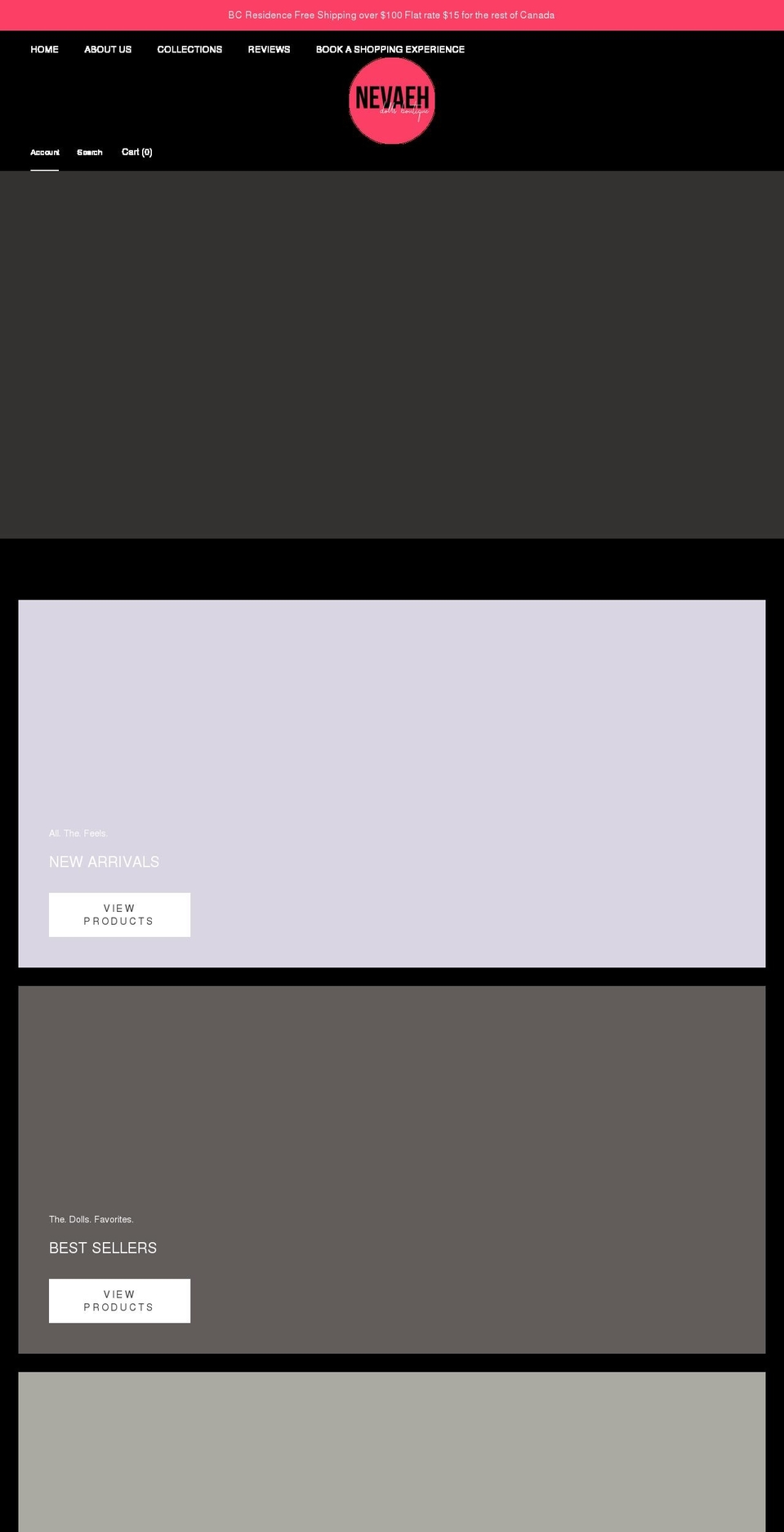 nevaehdolls.com shopify website screenshot