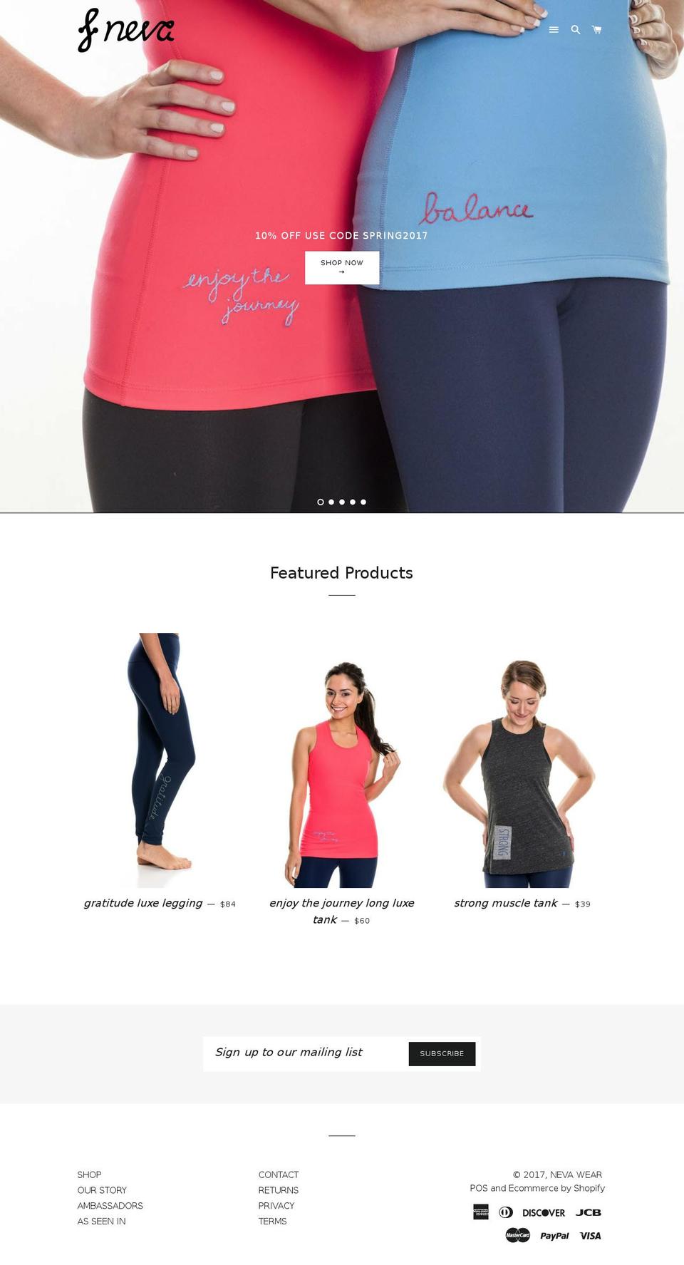 nevawear.com shopify website screenshot