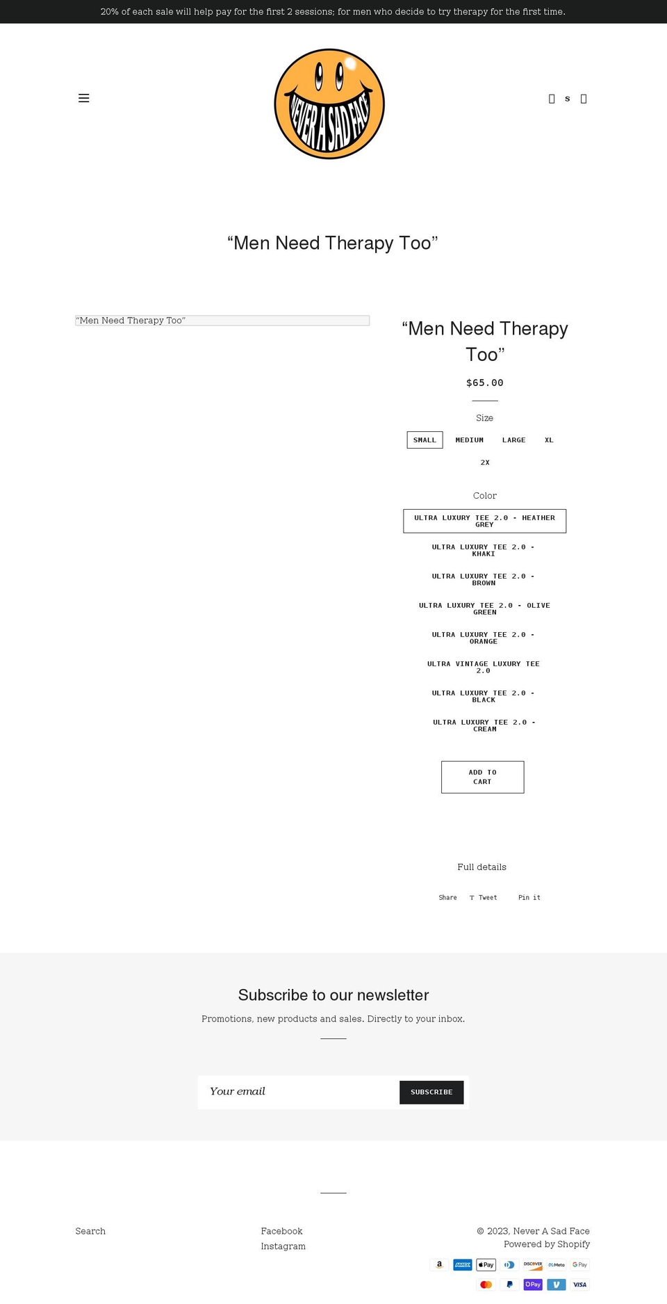 neverasadfacebrand.com shopify website screenshot