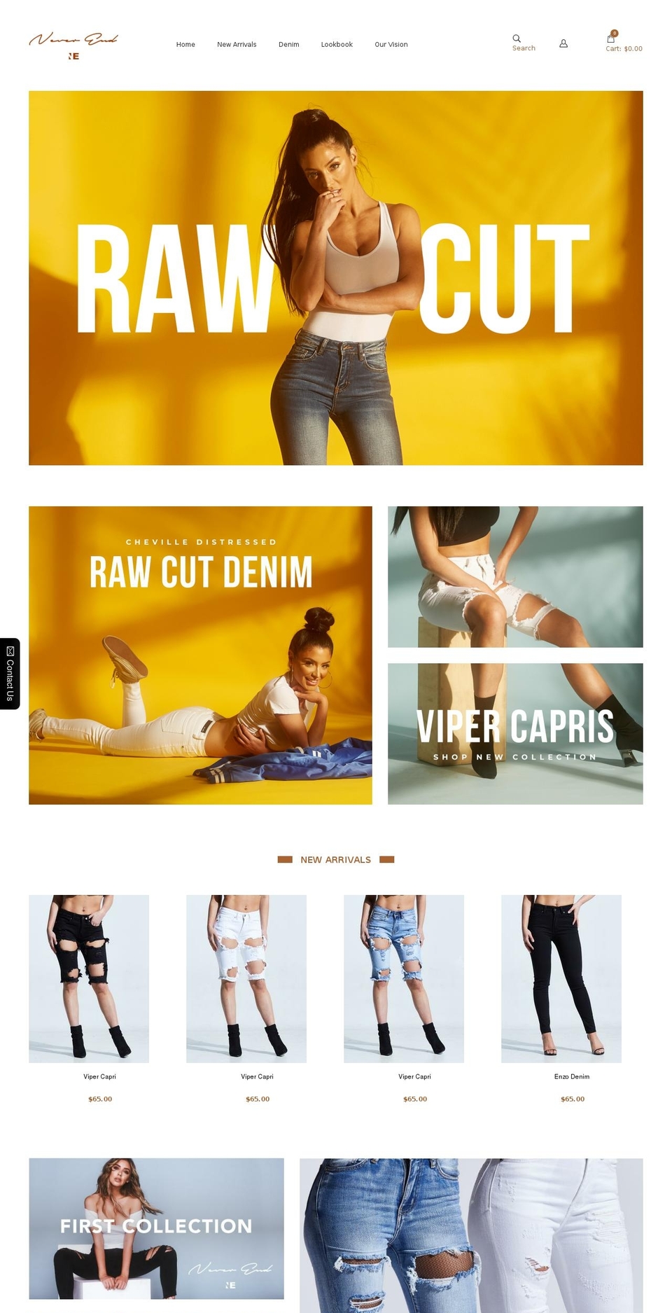 binimalfashion Shopify theme site example neverenddenim.com