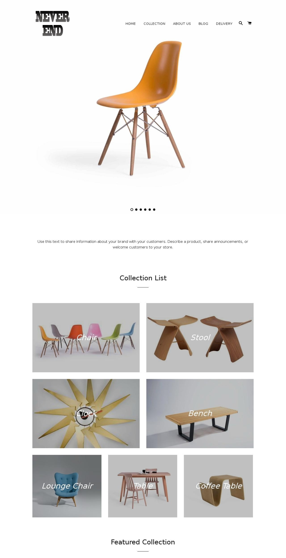 neverendesignco.com — Shopify storefront screenshot