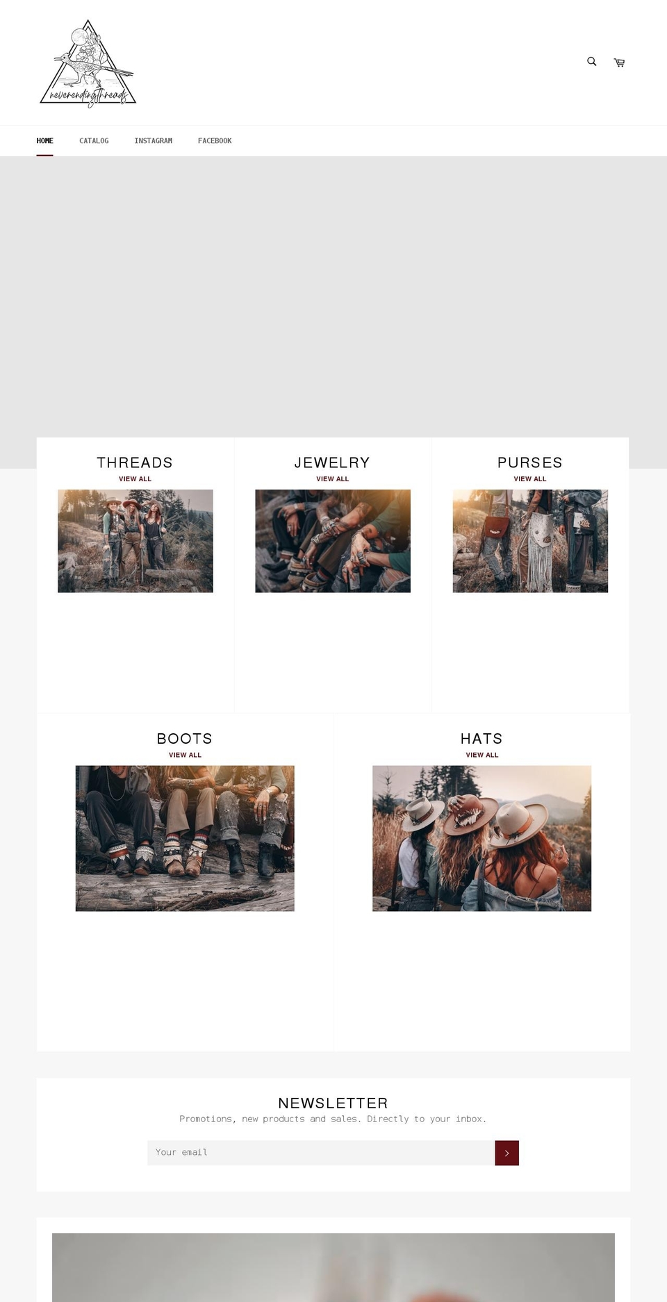 neverendingthreads.com shopify website screenshot