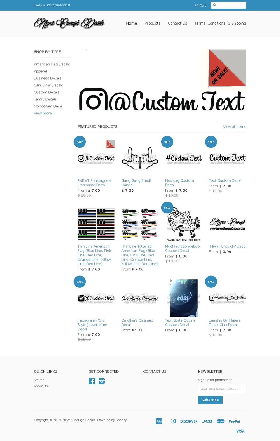 neverenoughvinyls.com — Shopify storefront screenshot