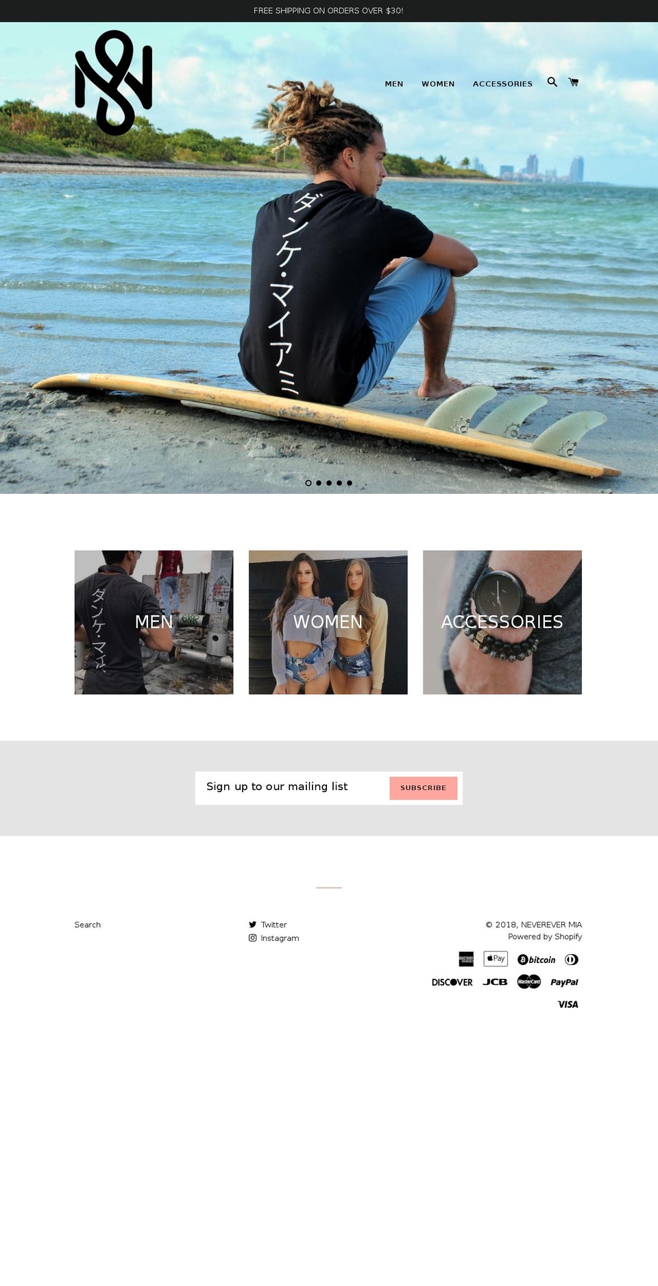 Official website Shopify theme site example neverevermia.com