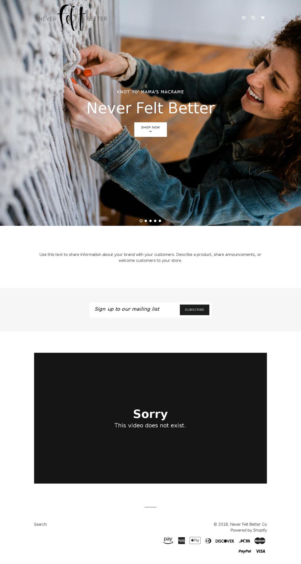 neverfeltbetterco.com shopify website screenshot
