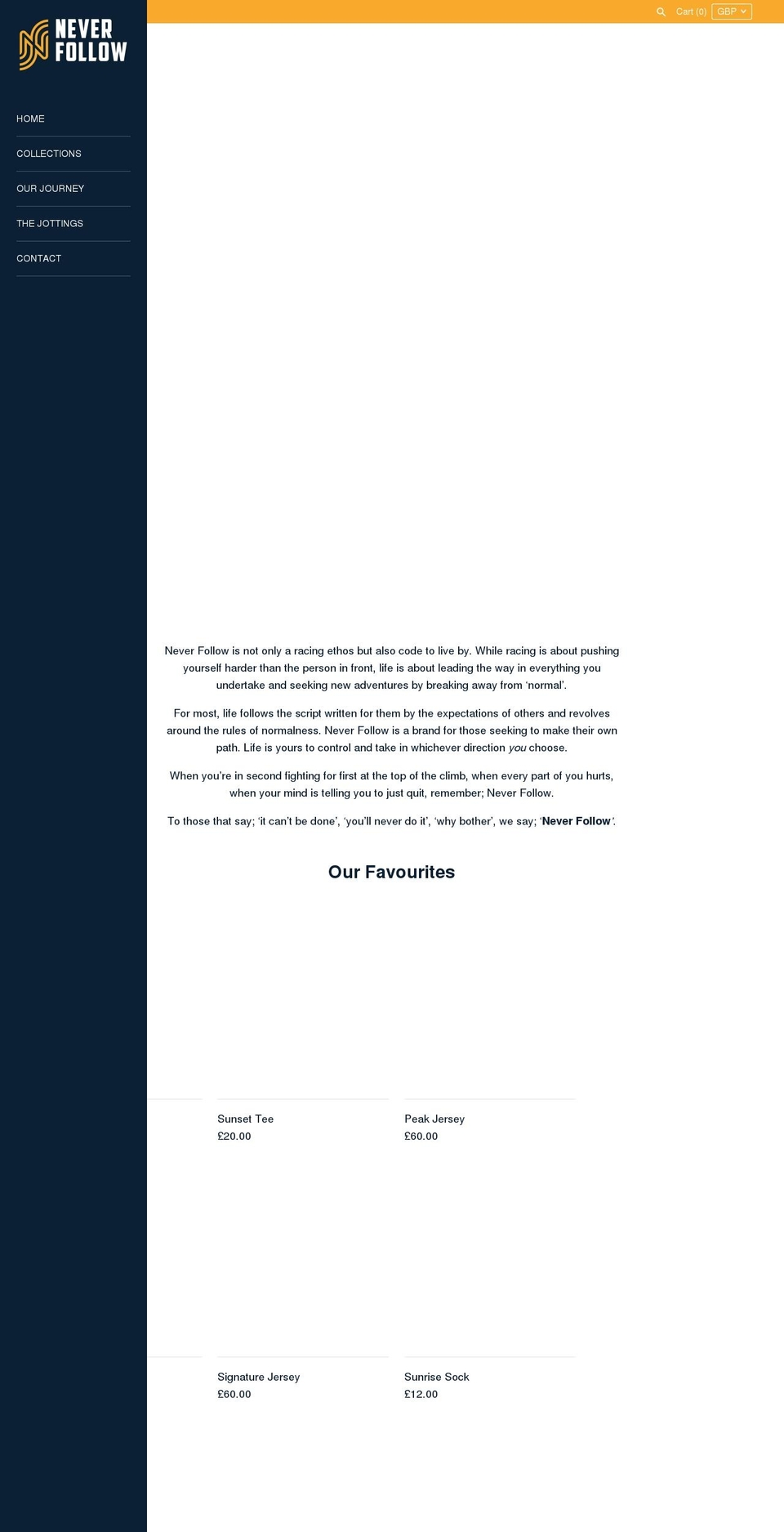 neverfollow.co.uk shopify website screenshot