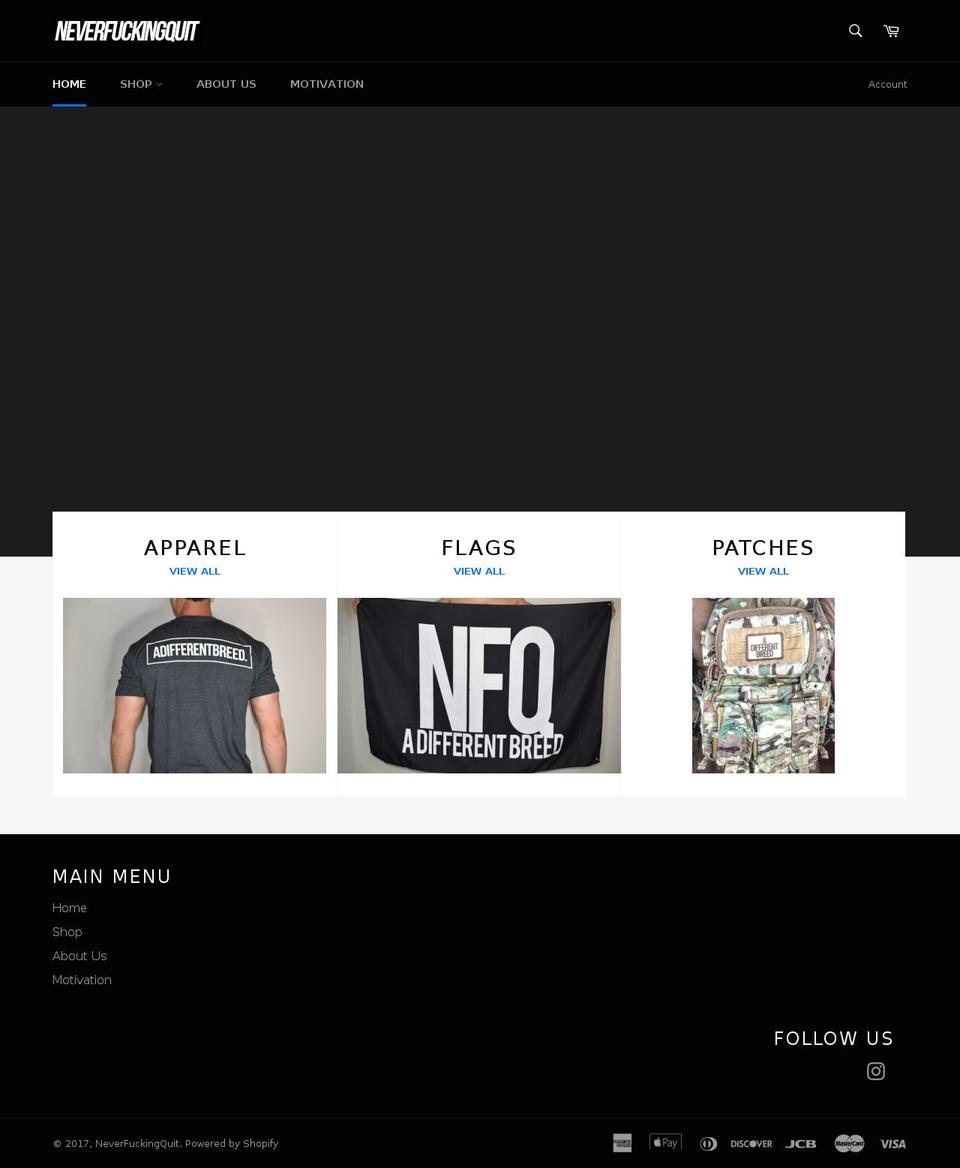 neverfxckingquit.com shopify website screenshot