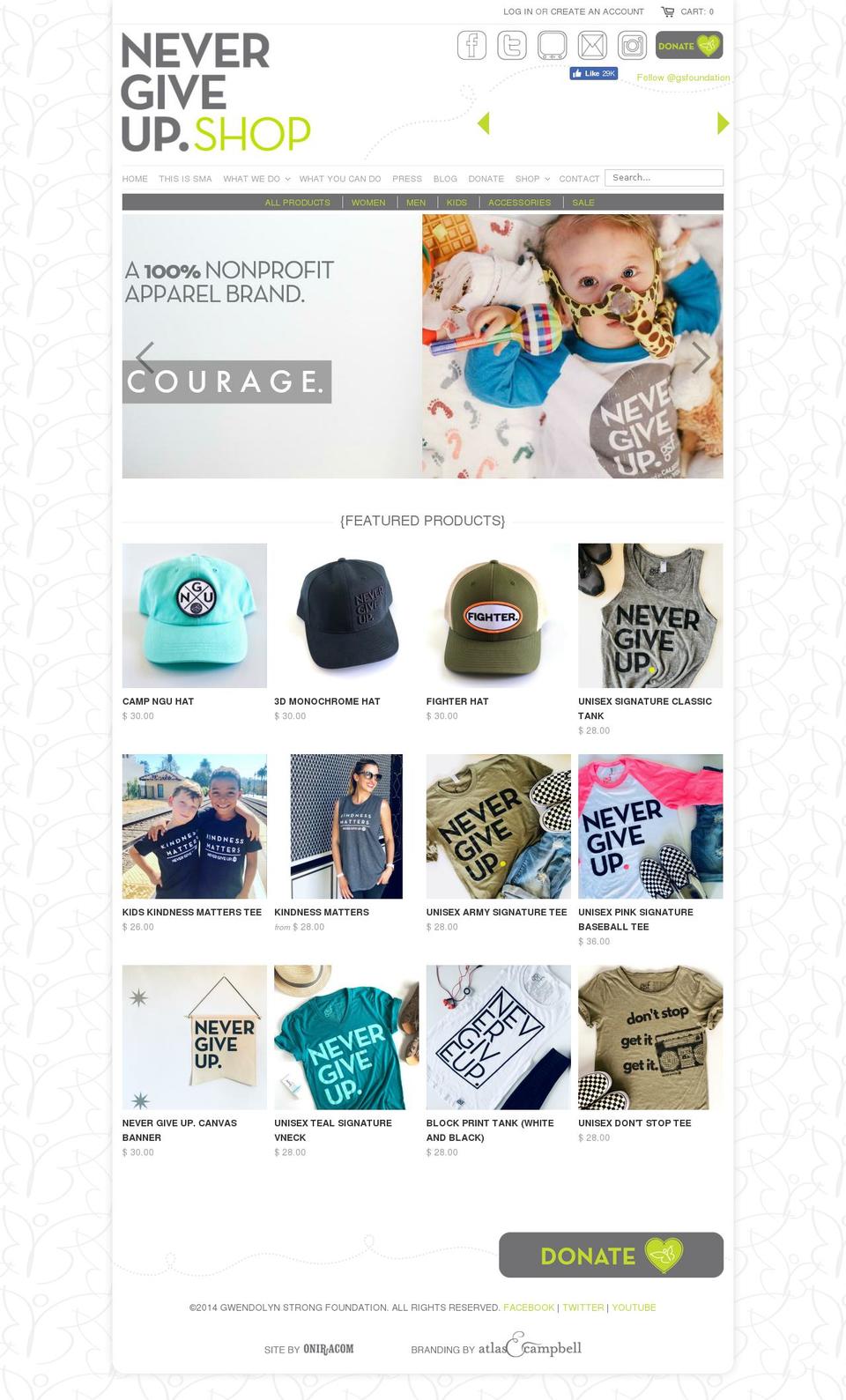 nevergiveupshop.com shopify website screenshot