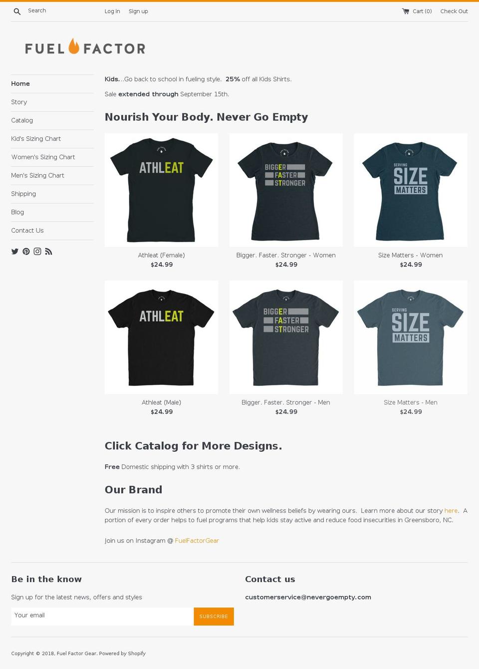 nevergoempty.com — Shopify storefront screenshot