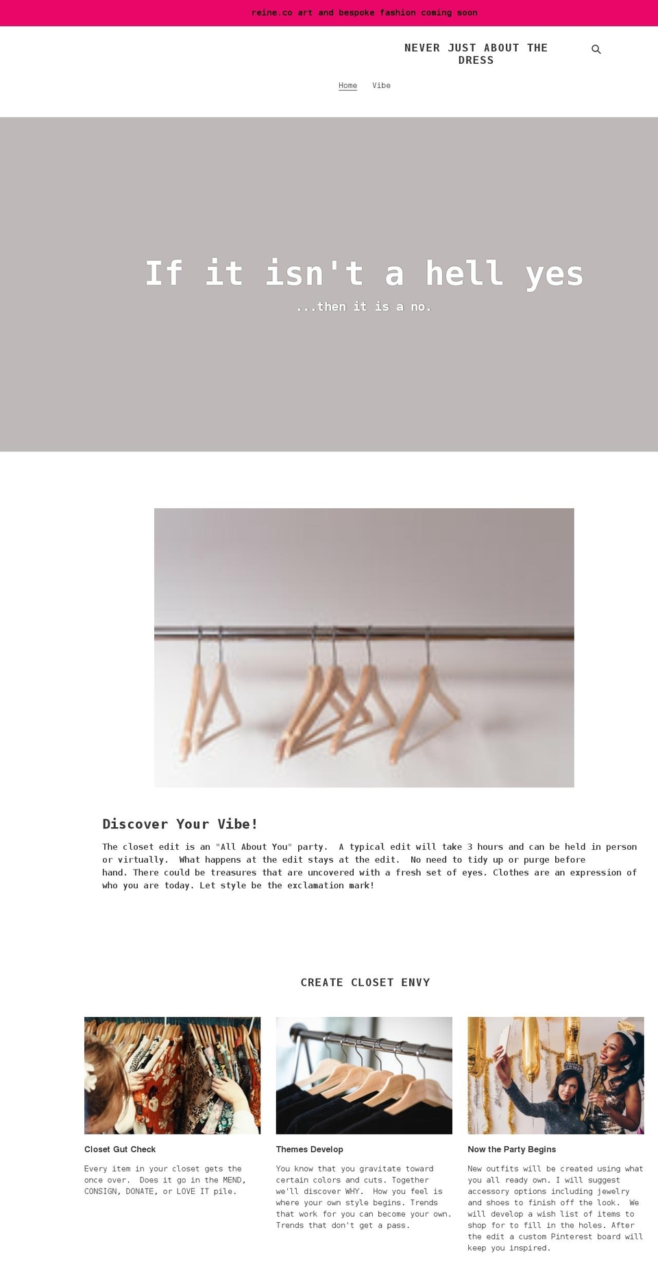 neverjustabout.com shopify website screenshot