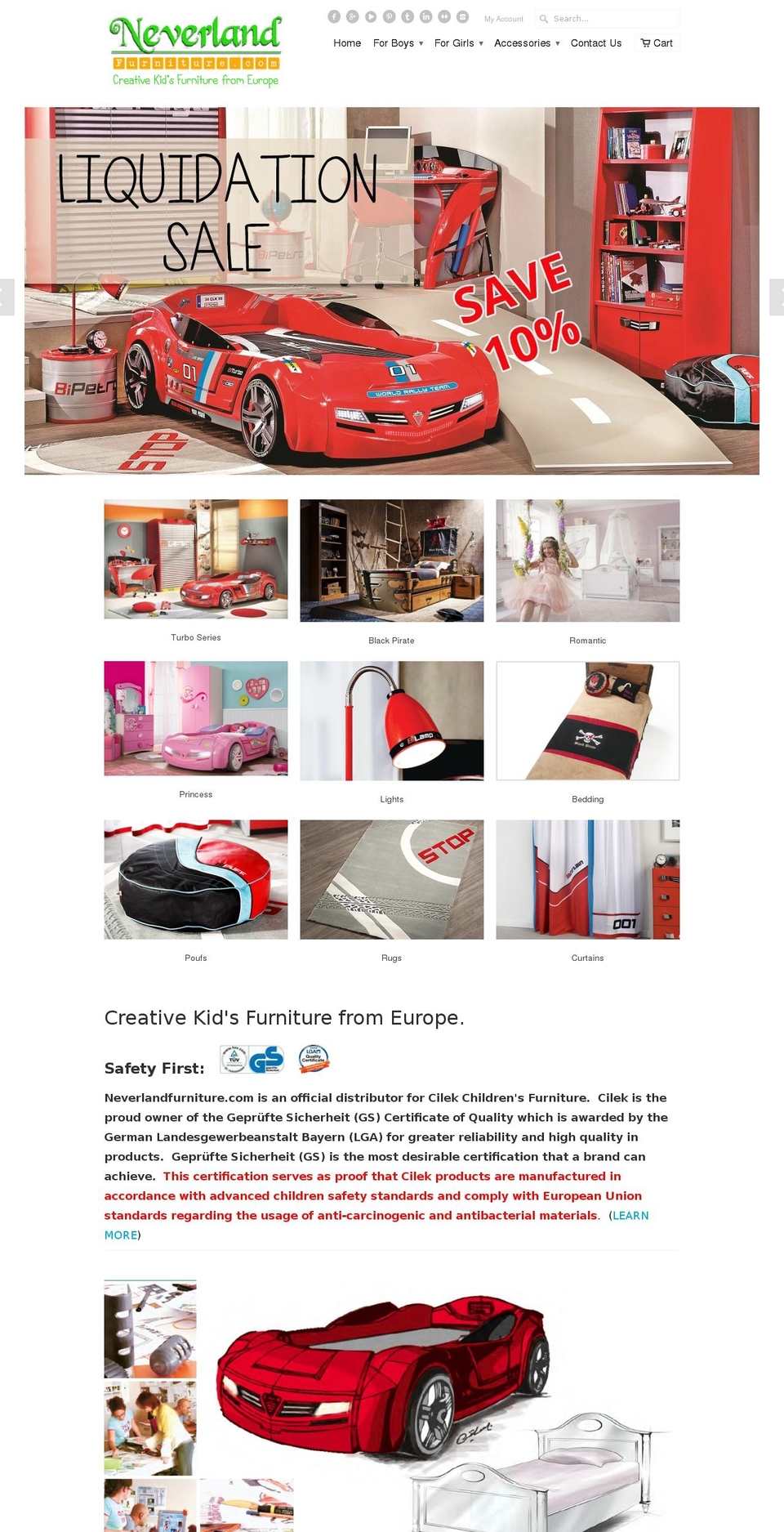neverlandfurniture.com — Shopify storefront screenshot