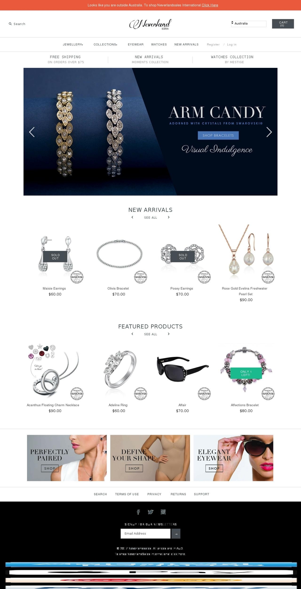 neverlandsales.com.au shopify website screenshot