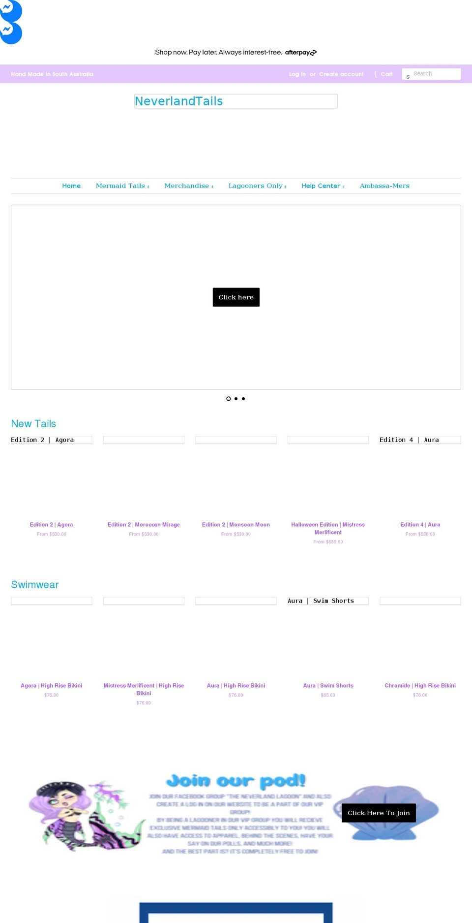 neverlandtails.com shopify website screenshot
