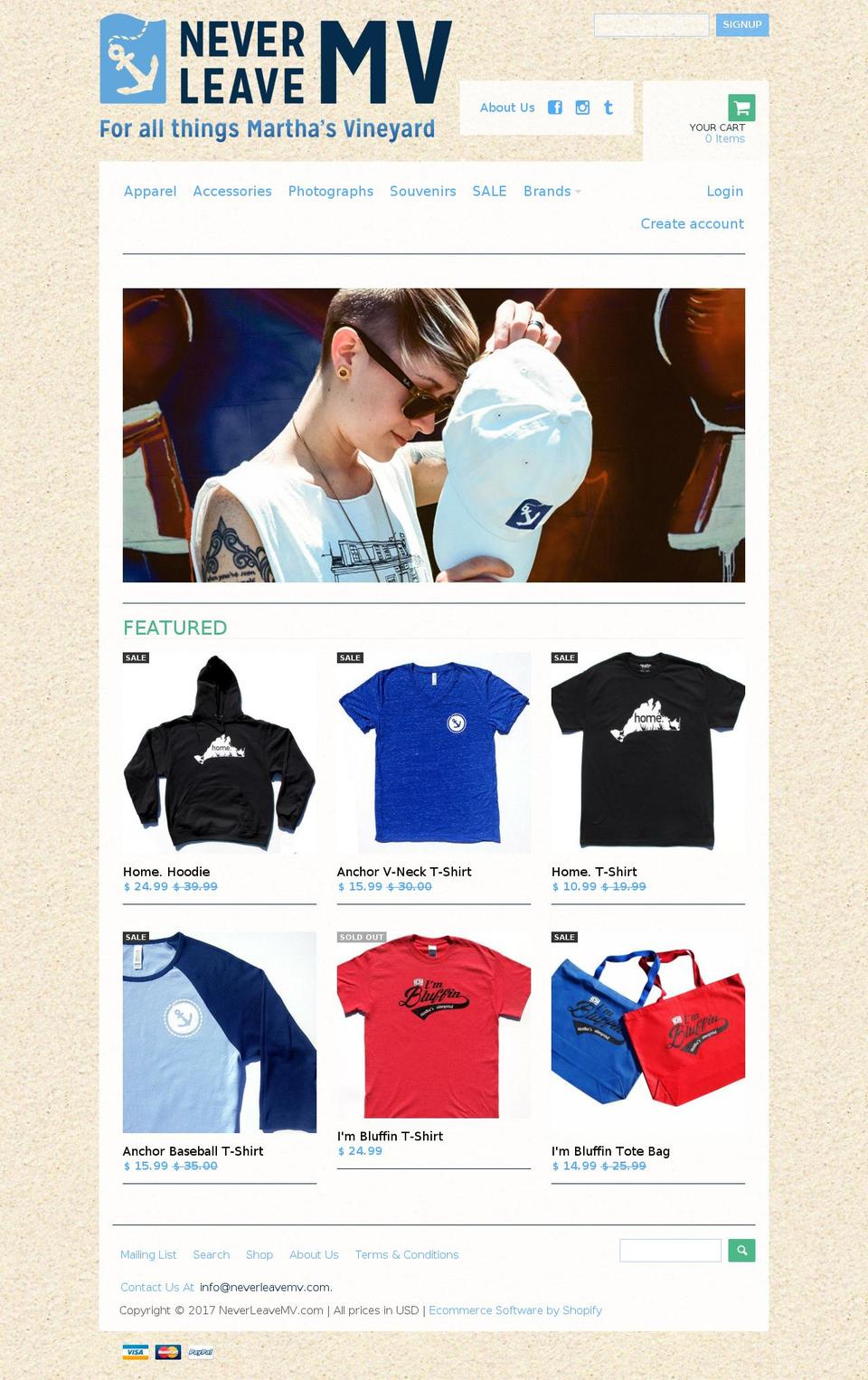 neverleavemarthasvineyard.com shopify website screenshot