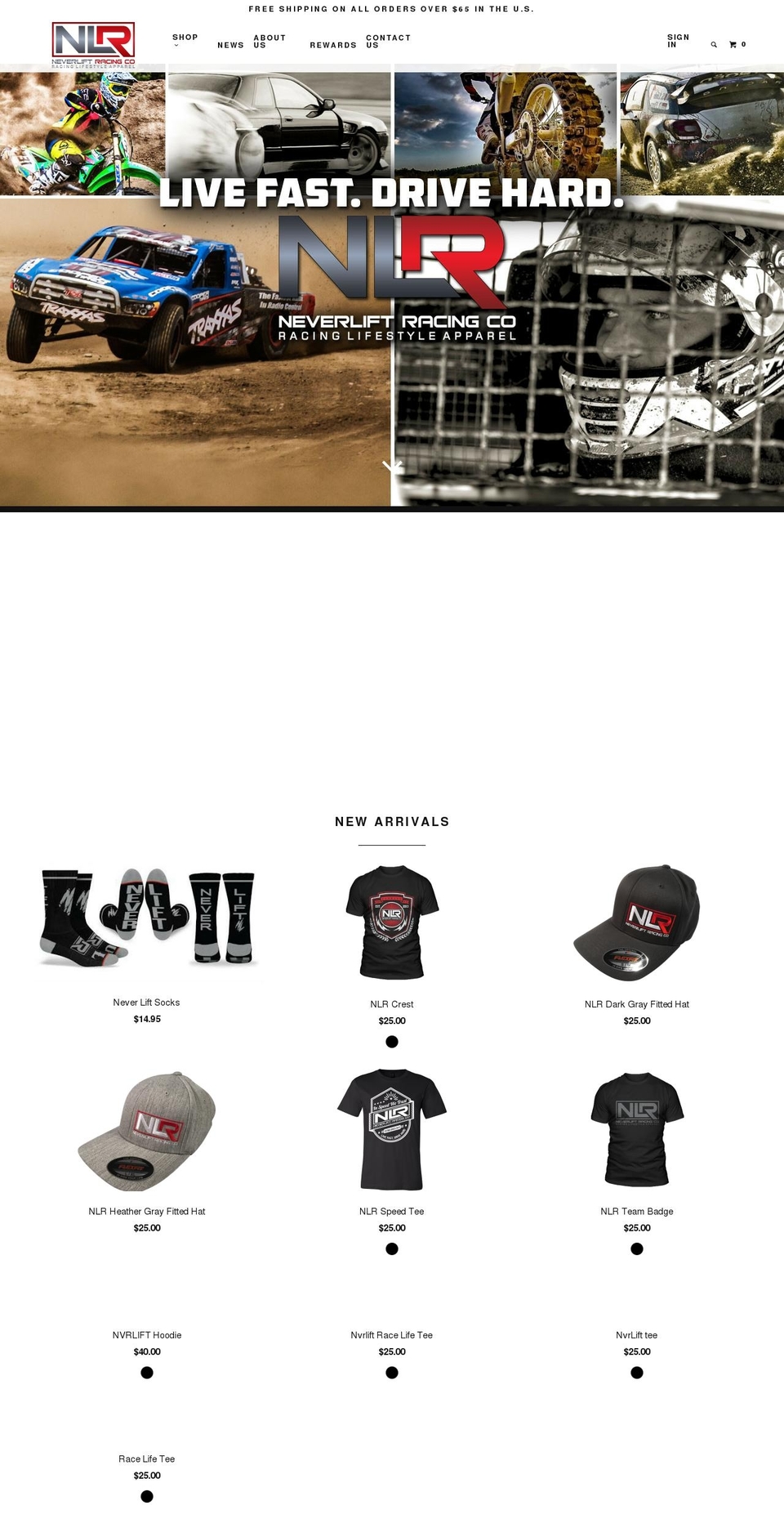 neverliftapparel.com shopify website screenshot