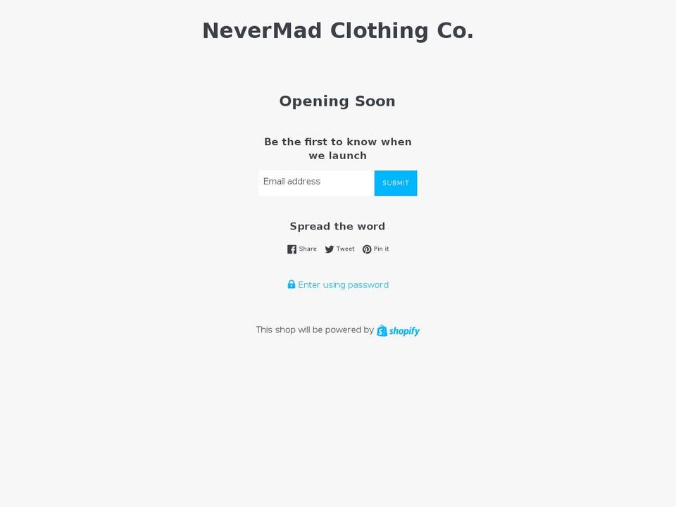 nevermad.net shopify website screenshot