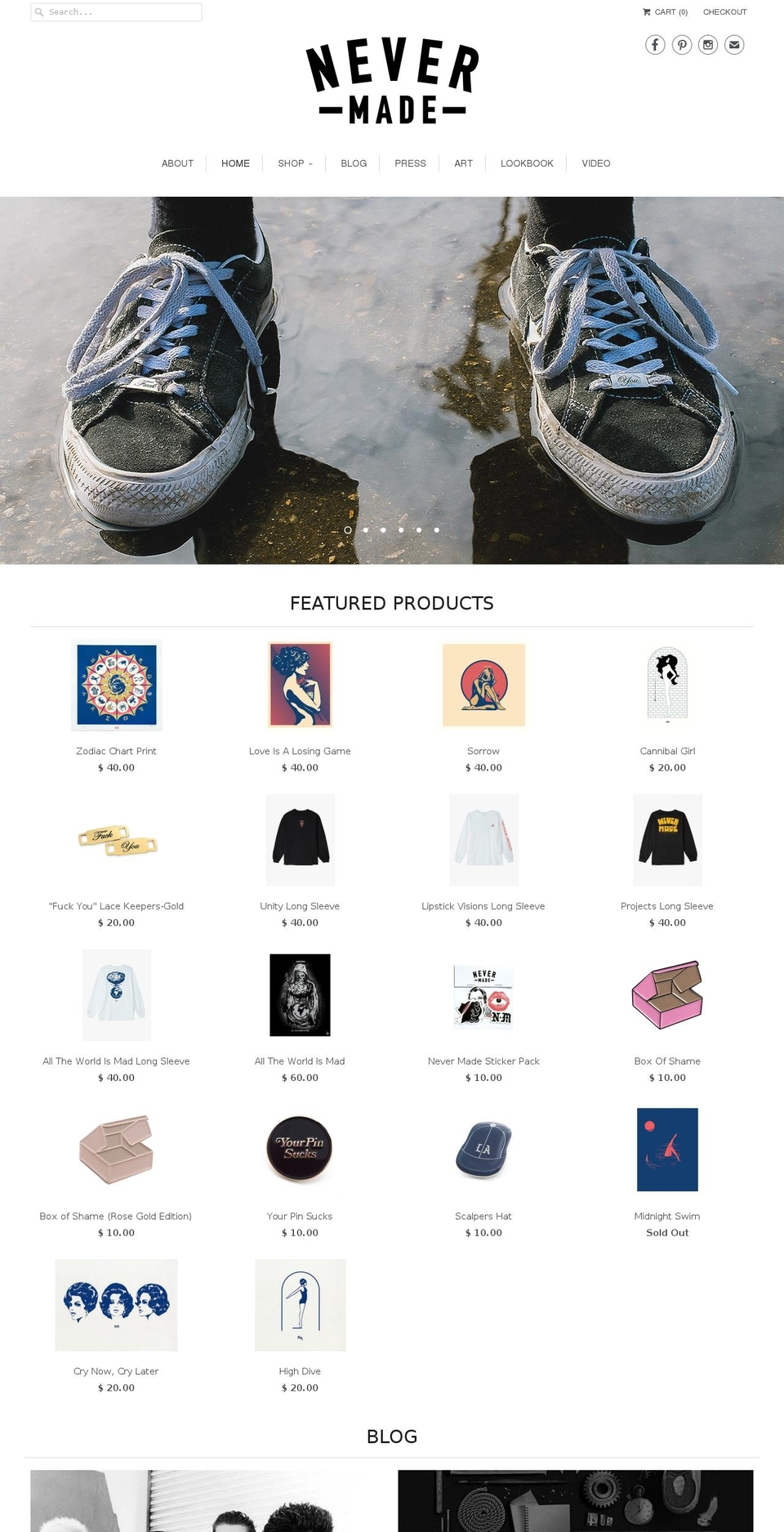 nevermade.com shopify website screenshot