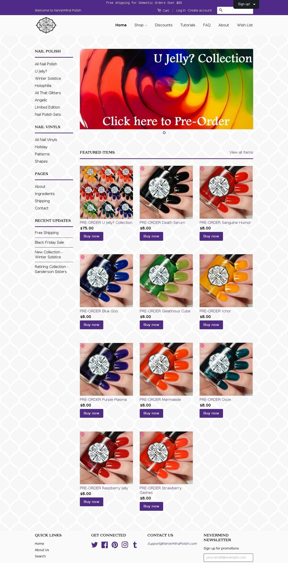 nevermindpolish.com shopify website screenshot