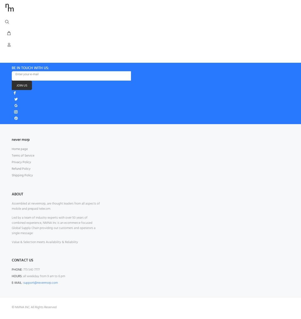 nevermsrp.com shopify website screenshot