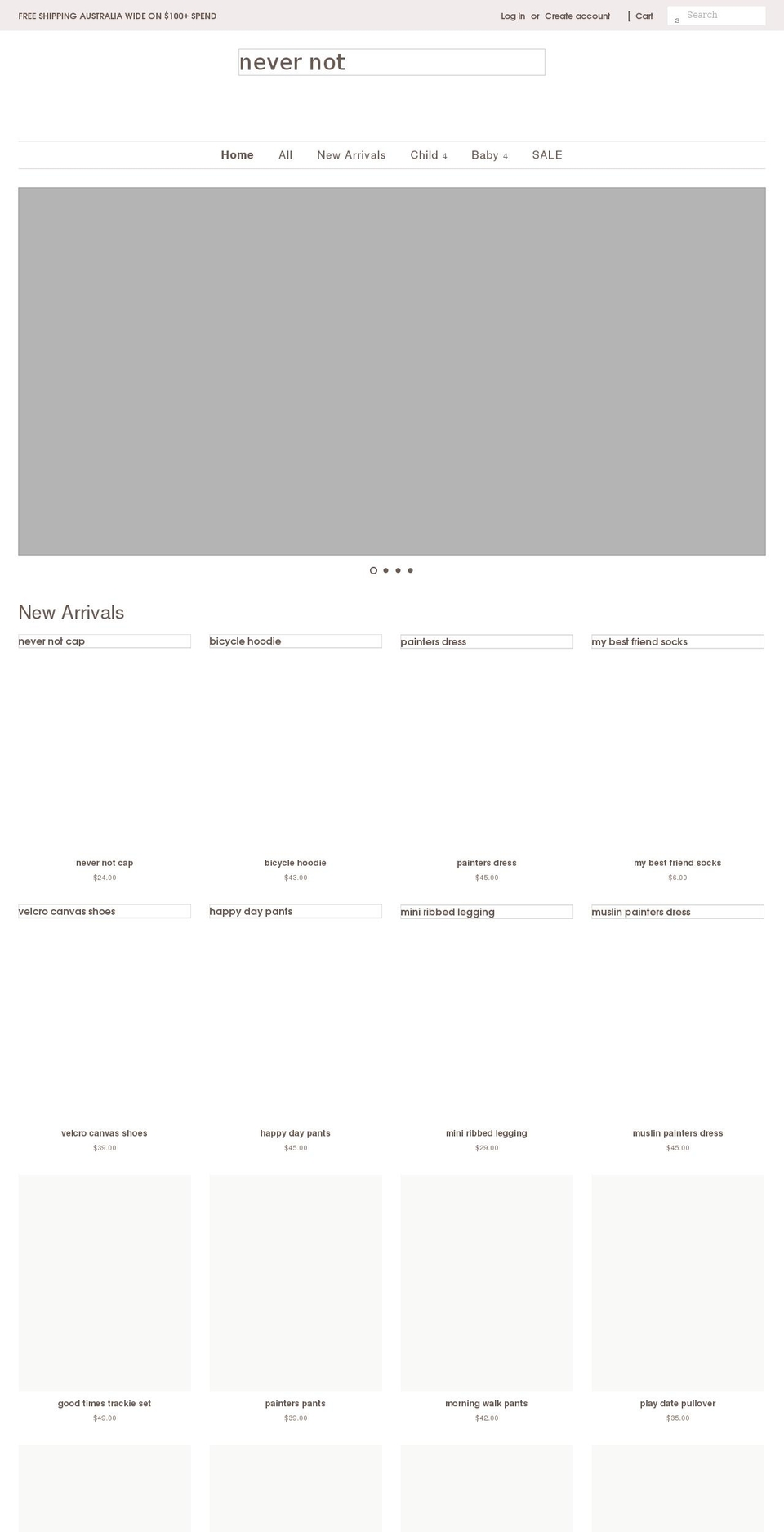 nevernot.com.au shopify website screenshot