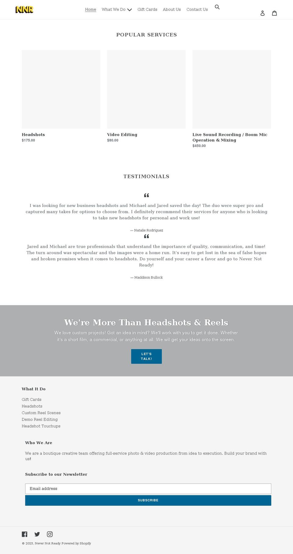 nevernotready.com shopify website screenshot