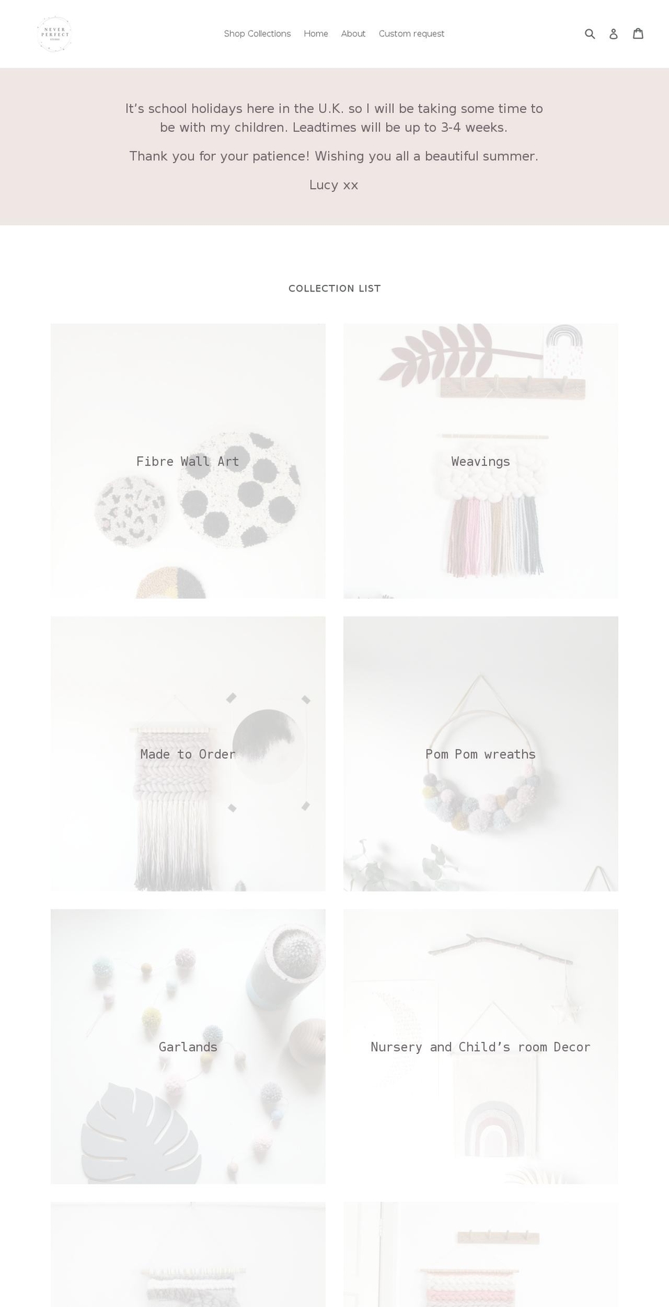 neverperfectstudio.com — Shopify storefront screenshot