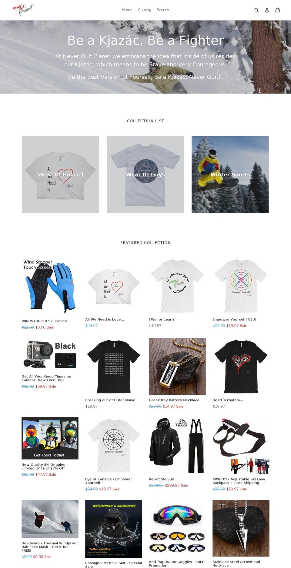 neverquitplanet.com shopify website screenshot