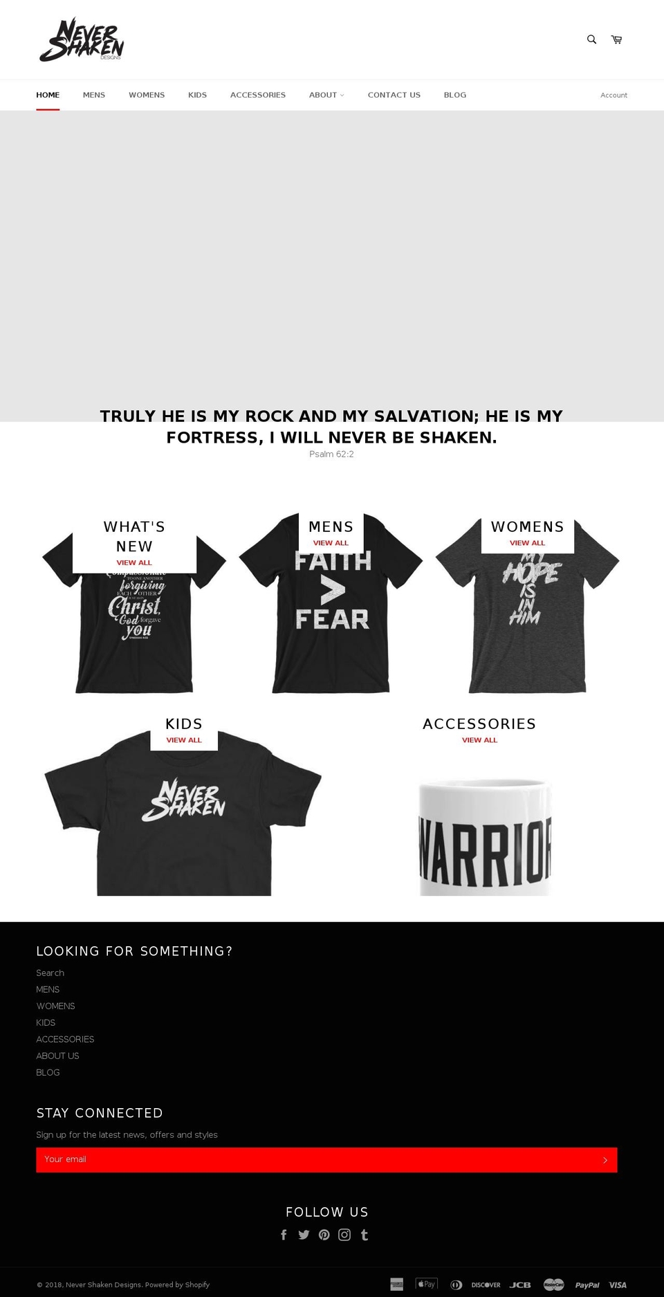 nevershakendesigns.com — Shopify storefront screenshot