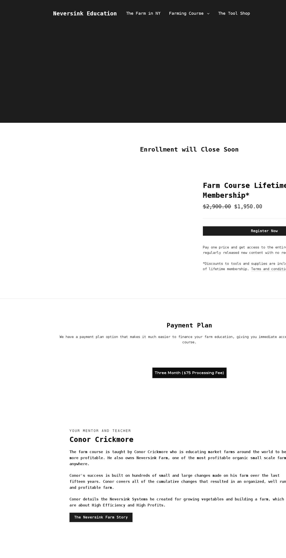 neversinkcourses.com — Shopify storefront screenshot