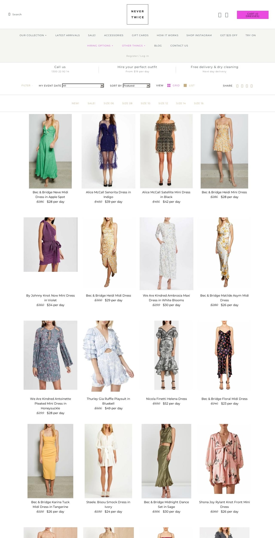 nevertwice.com.au shopify website screenshot