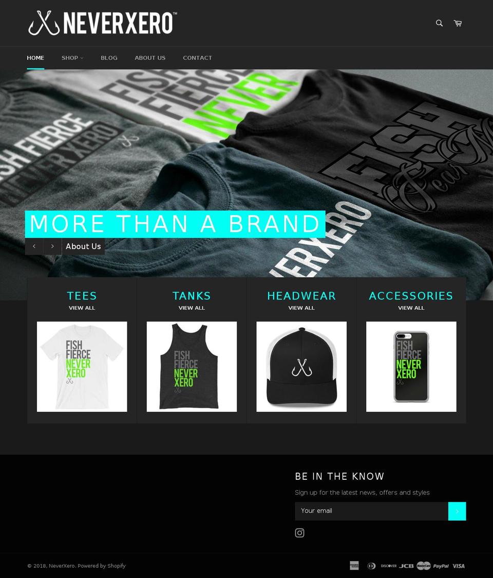 neverxero.com — Shopify storefront screenshot