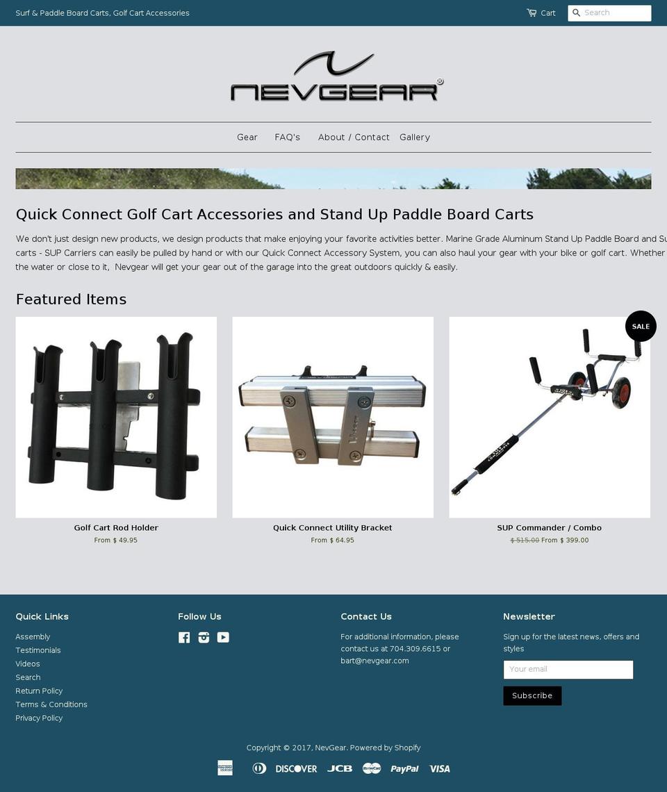 nevgear.com shopify website screenshot