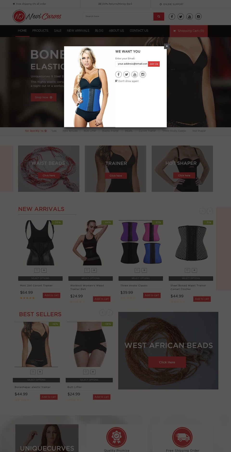 nevicurves.com — Shopify storefront screenshot