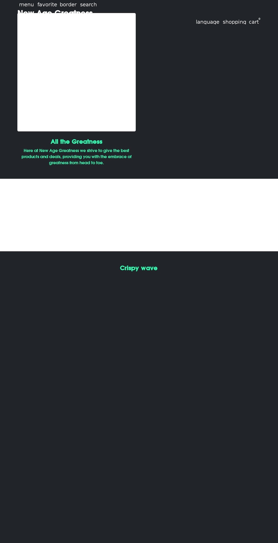 new-age-greatness.myshopify.com shopify website screenshot