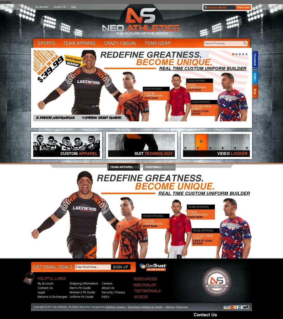Neo Athletic Shopify theme site example new-athletics.com