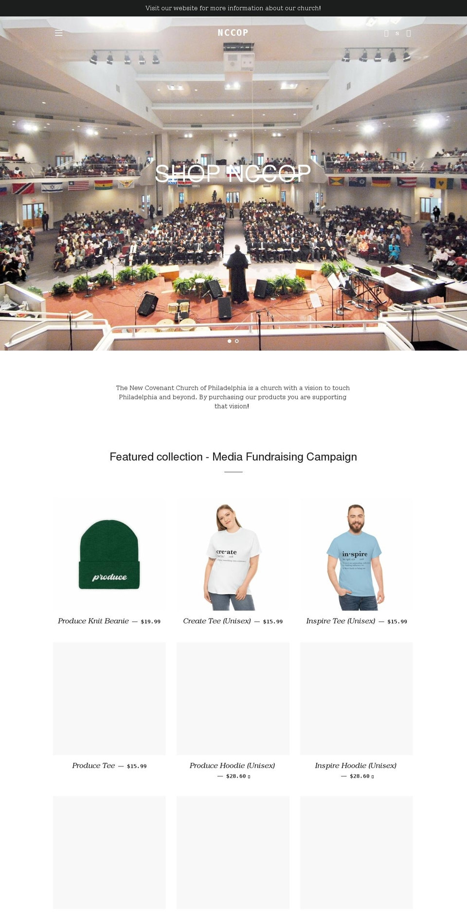 new-covenant-church-of-philadelphia.myshopify.com shopify website screenshot