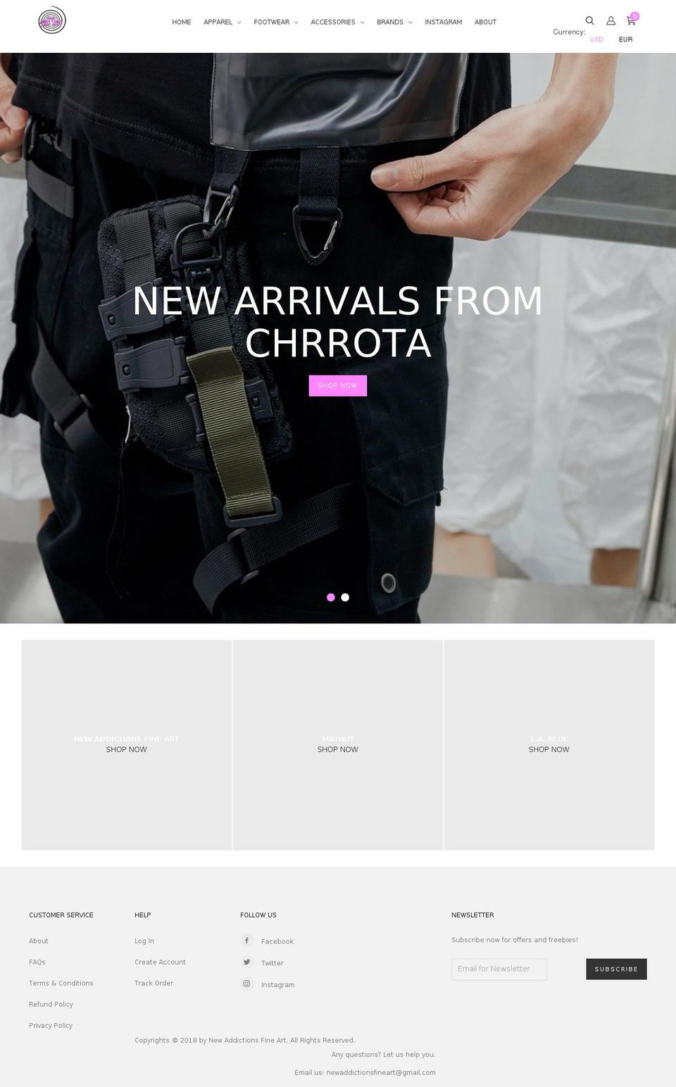 newaddictionsfineart.com — Shopify storefront screenshot