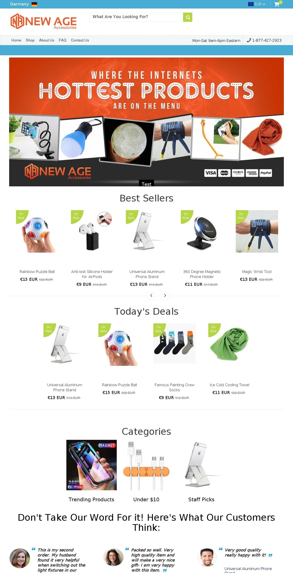 newageaccessories.com shopify website screenshot