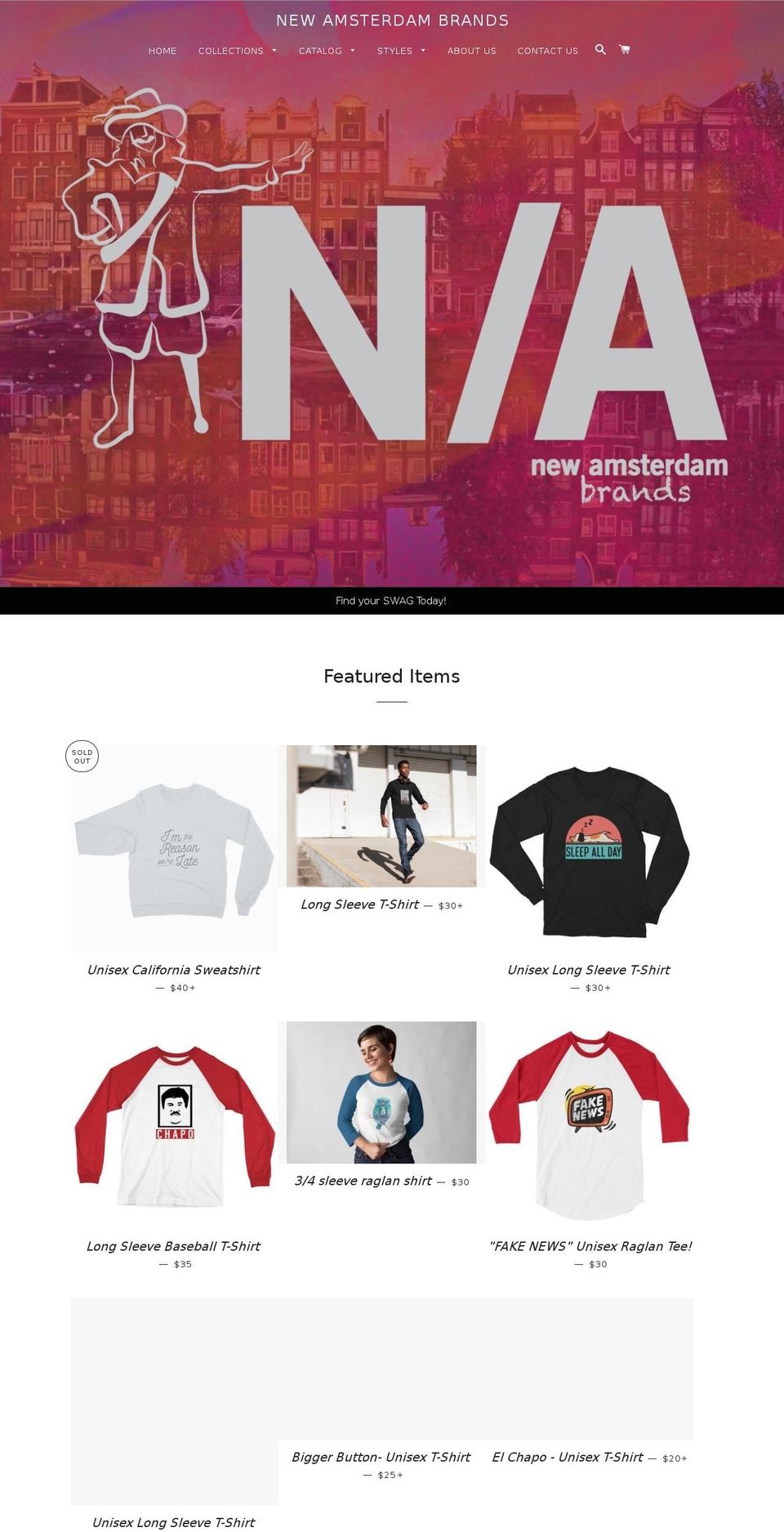 newamsterdambrands.com — Shopify storefront screenshot