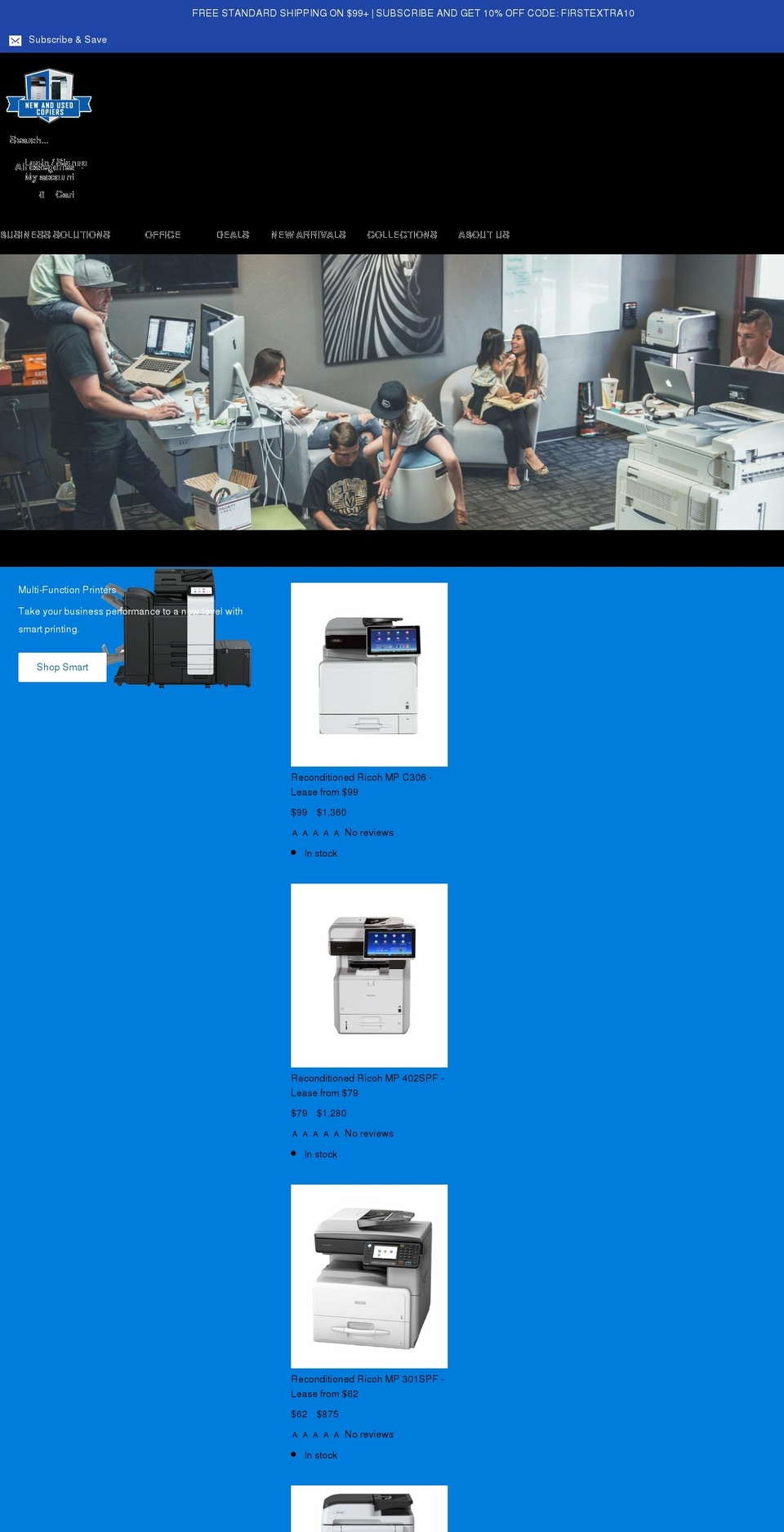 newandusedcopiers.com shopify website screenshot