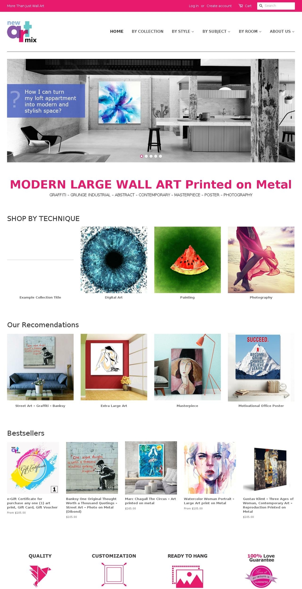 newartmix.com shopify website screenshot