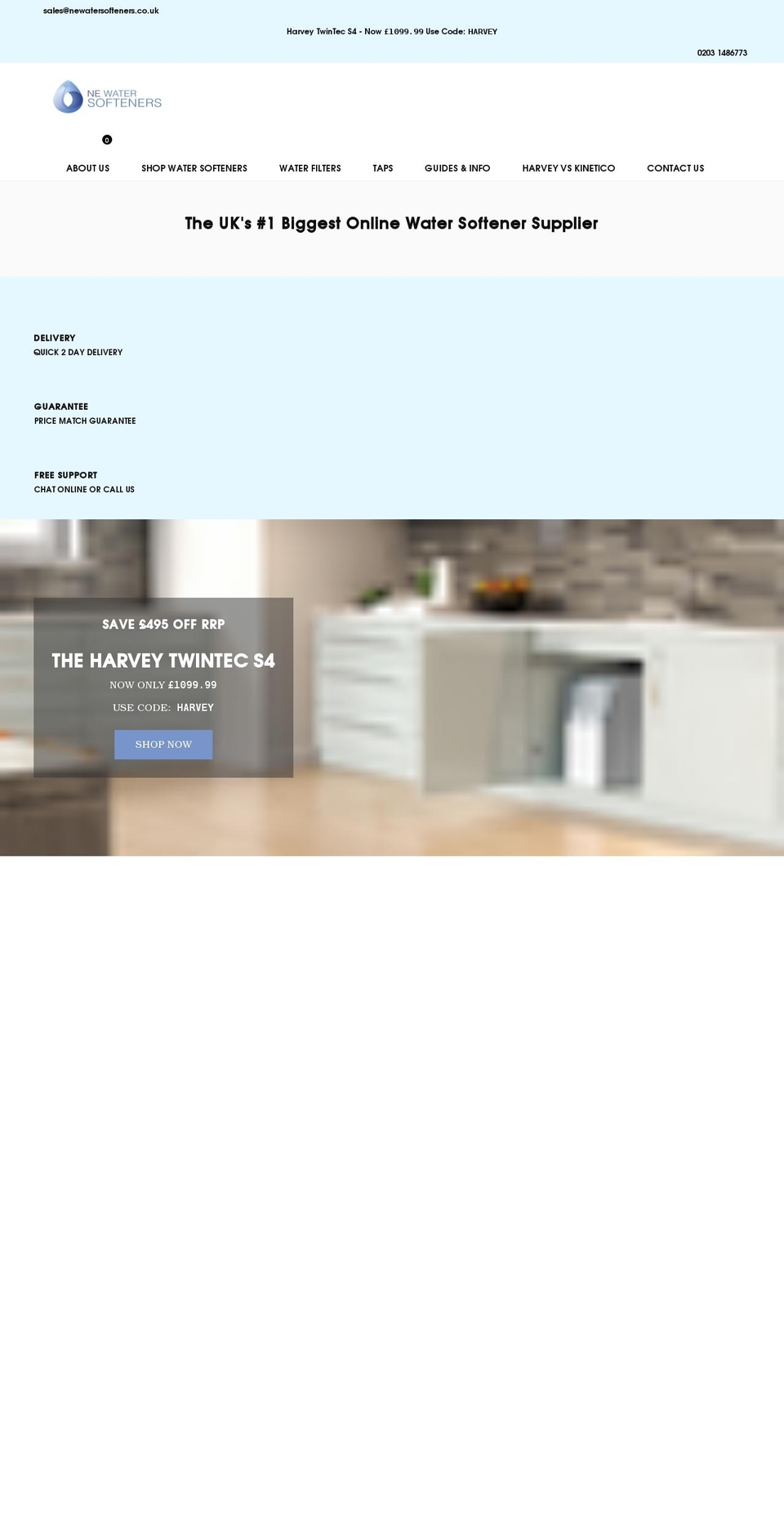newatersofteners.co.uk shopify website screenshot