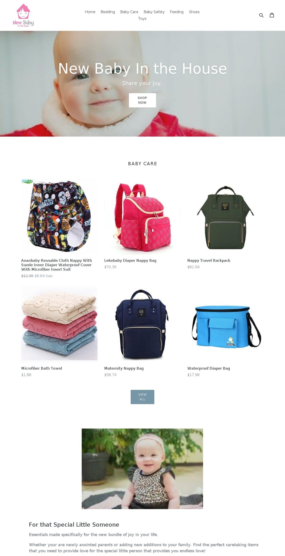 newbabyinthehouse.com — Shopify storefront screenshot