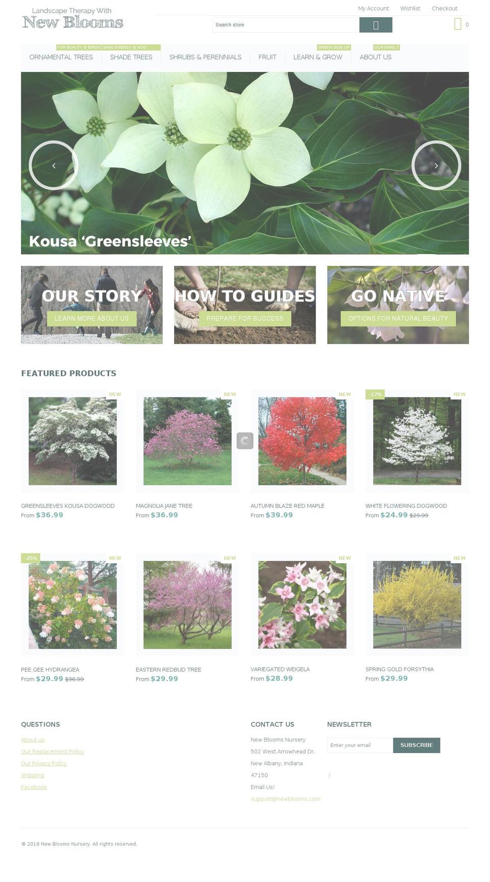 Athens Shopify theme site example newblooms.com